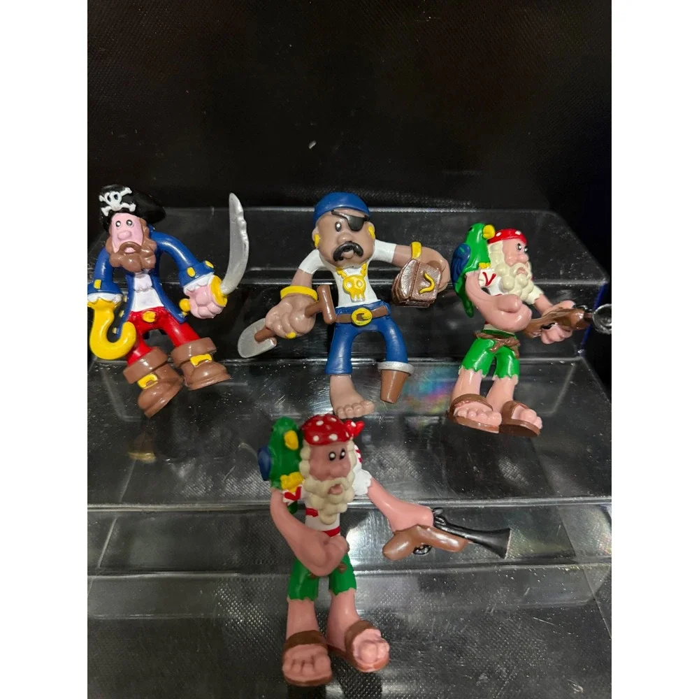 Vintage Style Pirate Action Figure Set of 4 Colorful Buccaneer Toy Miniatures